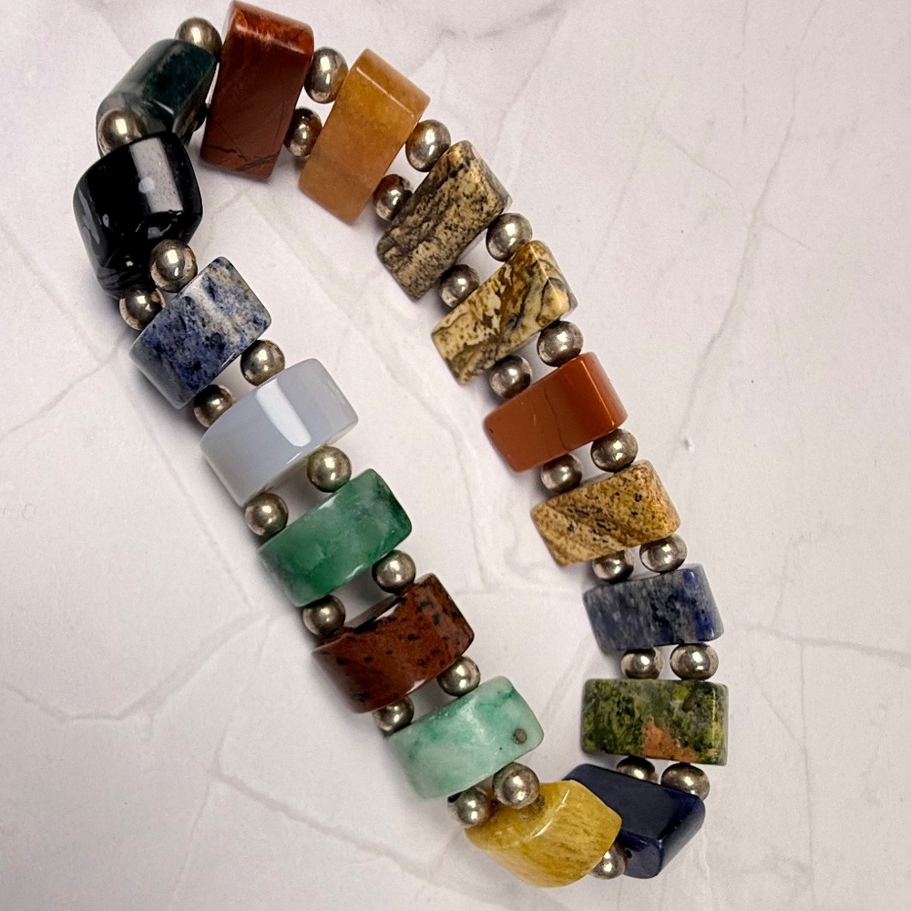 Multi-Colored Gemstone Stretch Bracelet - image 6